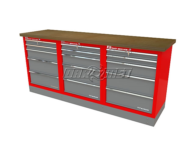 Mocny metalowy stół warsztatowy z szafkami 209x60cm - FAST SERVICE (T-22-22-22-01)