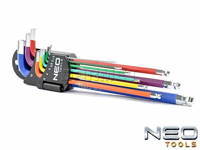 Zestaw kluczy sześciokątnych z kulistymi końcówkami 1,5 - 10MM - 9 sztuk - NEO TOOLS (09-512)