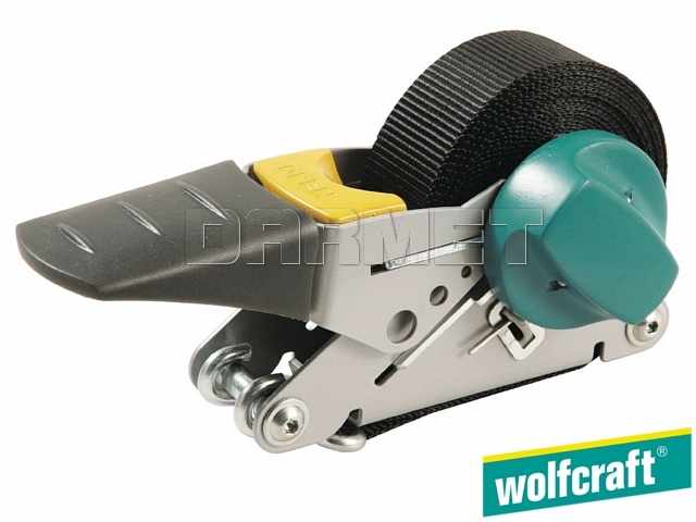 Zacisk taśmowy z mechanizmem zapadkowym, hakami i mechanizmem zwijania, długość: 4 m - WOLFCRAFT (WF3271000)