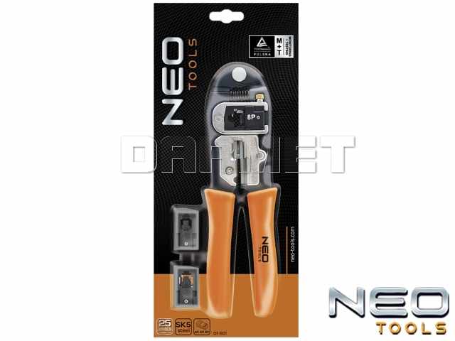 Szczypce do końcówek telefonicznych 4P, 6P, 8P, długość: 195MM - NEO TOOLS (01-501)