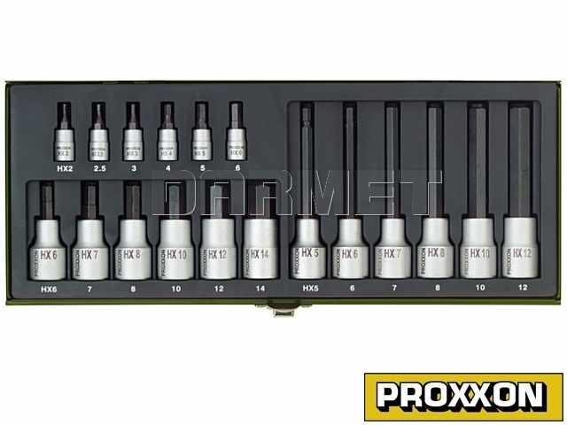 Zestaw nasadek do śrub imbusowych 1/2" i 1/4" - 18 części - PROXXON (PR23100)