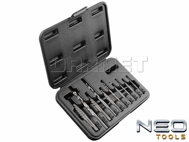 Wykrętaki do zerwanych śrub z wiertłami pilotującymi - 10 elementów - NEO TOOLS (09-609)