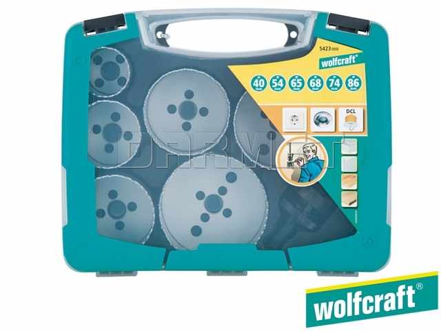 Zestaw otwornic bimetalowych o średnicach: 35, 40, 51, 65, 68 mm - WOLFCRAFT WF3764000