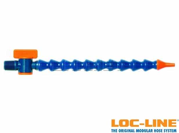 Przewód z dyszą okrągłą o średnicy 1/8", gwintem zewnętrznym NPT 1/4" i zaworem, system 1/4", długość 500 mm - LOC-LINE (P0512Z)
