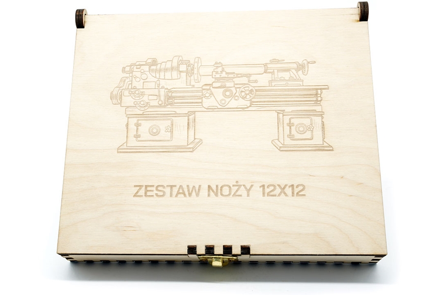 Pudełko drewniane na noże tokarskie lutowane 1212
