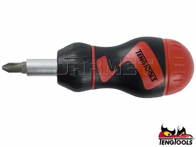 Wkrętak zapadkowy krótki z wymiennymi grotami 1/4", MDR908S - 8 szt. - TENGTOOLS (18655-0109)
