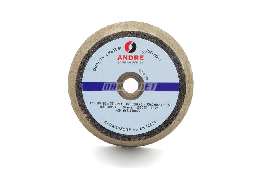 Ściernica garnkowa stożkowa z wkładką gwintową 110 x 55 mm x M14 | typ 1112 | 95A24Q6B97 - ANDRE 130002