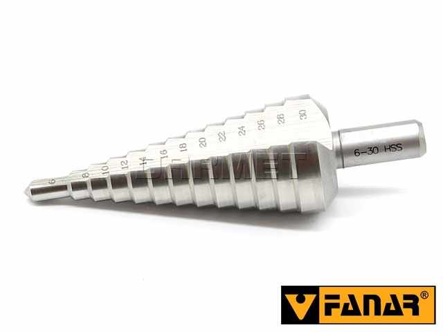 Wiertło stożkowe stopniowe | 6 - 30 mm | HSS - FANAR (W1-641020-0630)