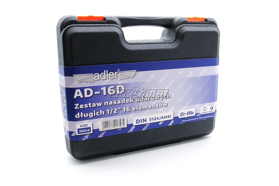 Nasadki udarowe w skrzynce | 1/2" | 16 elementów | długie 10 - 32 mm - ADLER AD-16D 3510.6