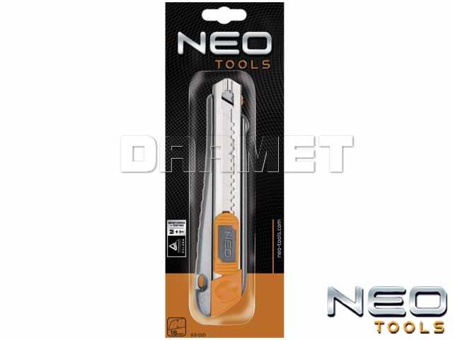 Nóż z ostrzem łamanym, metalowy korpus, szerokość ostrza: 18MM - NEO TOOLS (63-021)