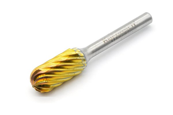 Pilnik obrotowy walcowy z czołem kulistym WRC HP-9 z węglika | z powłoką YELLOW-TEC | frez do stali nierdzewnej | 6 x 18 mm | chwyt 6 mm - KARNASCH 116033010