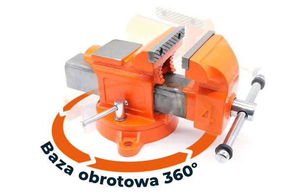 Imadło ślusarskie | szczęki ząbkowane 100 mm | z kowadełkiem i podstawą obrotową 360° - FORWARD 30404