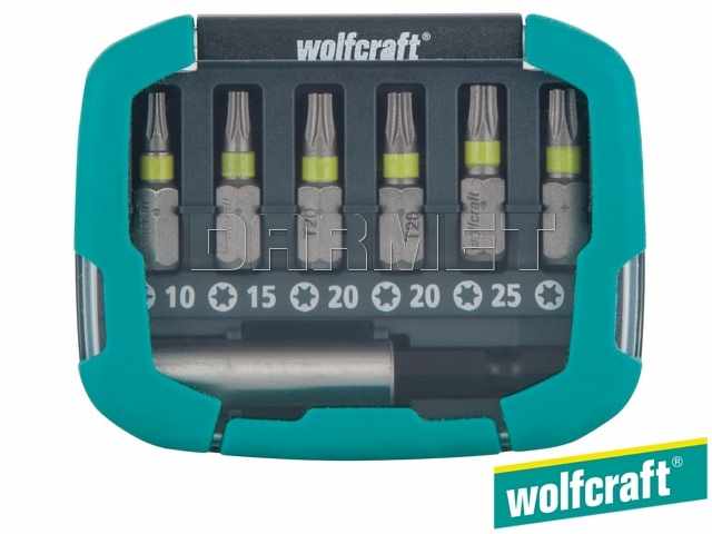 Zestaw końcówek TORX, długość: 25 mm, rozmiary: TX10, TX15, TX20, TX20, TX25, TX25 - 7 częściowy - WOLFCRAFT WF2978000