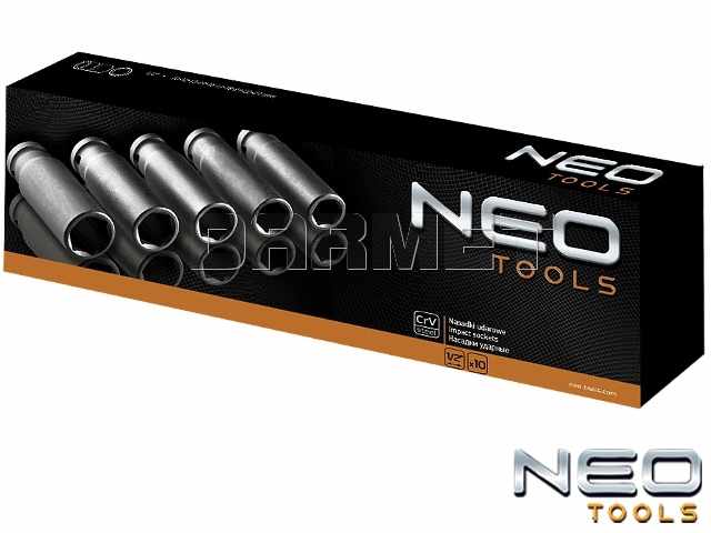 Zestaw nasadek udarowych sześciokątnych 1/2" - 10 sztuk - NEO TOOLS (12-107)