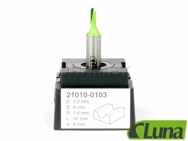 Frez półkulisty R1,6 do drewna | 3,2 x 8 x 8 mm - LUNA (21010-0103)