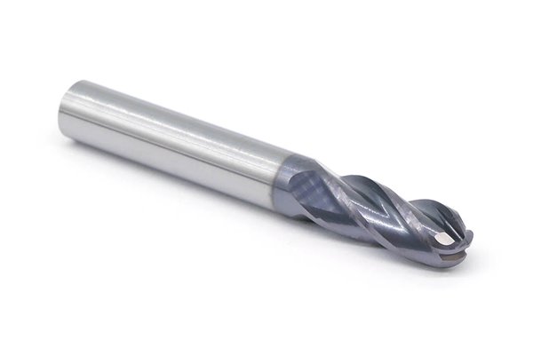 Frez trzpieniowy z chwytem walcowym do metalu 8 mm | 4-ostrzowy | z czołem kulistym R4 | DIN 6527-A VHM/TiAIN - DARMET