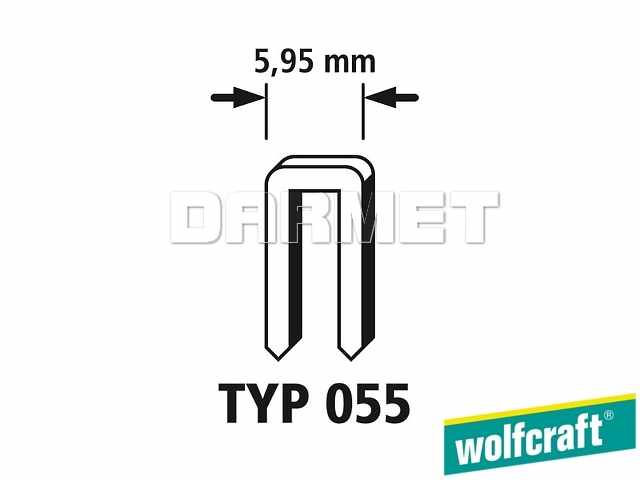 Zszywki tapicerskie o wąskim grzbiecie typu 055, wymiary: 18 mm x 5,95 mm - 1200 sztuk - WOLFCRAFT WF7167000