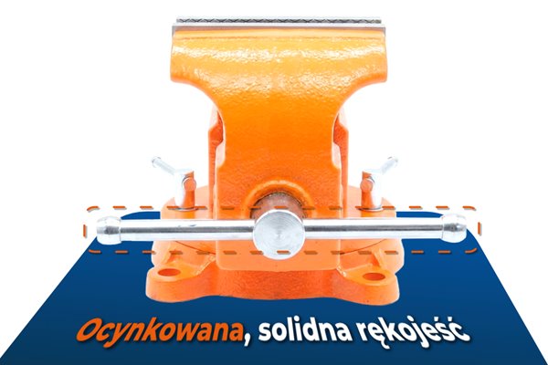 Imadło ślusarskie | szczęki ząbkowane 200 mm | z kowadełkiem i podstawą obrotową 360° - FORWARD 30808