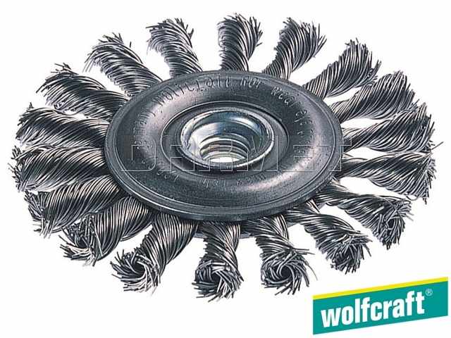Szczotka druciana tarczowa ze stali nierdzewnej, średnica: 100 mm, gwint: M14 - WOLFCRAFT WF2701000