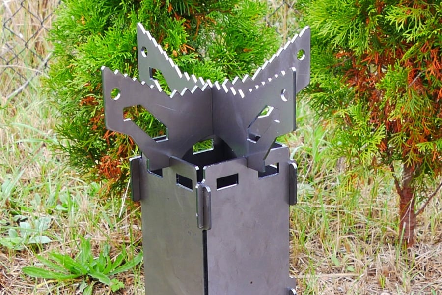 Duży piecyk kominek rakietowy survivalowy składana kuchenka polowa | stal konstrukcyjna 3 mm - DARMET