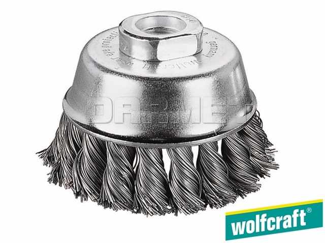 Szczotka druciana doczołowa ze stali nierdzewnej, średnica: 65 mm, gwint: M14 - WOLFCRAFT WF2700000