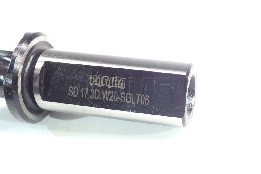 Wiertło składane 17 mm 3xD na płytki wieloostrzowe SOLT | chwyt walcowy 20 mm | chłodzenie wewnętrzne - PAFANA (SD-17-3D-W20-SOLT06)