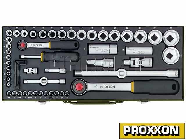 Zestaw kompaktowy kluczy nasadowych 1/4" i 1/2" - 56 części - PROXXON (PR23040)