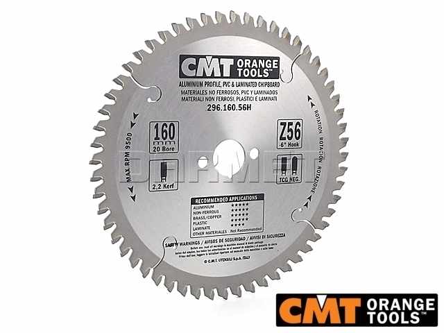 Piła tarczowa 160 x 20 mm do aluminium i płyty laminowanej | 56 zębów - CMT (296.160.56H)