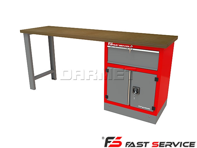 Mocny metalowy stół warsztatowy 209x60cm - FAST SERVICE (T-32-01)