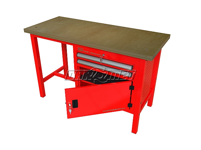 STÓŁ WARSZTATOWY Z SZAFKAMI - 1400x600 mm - FAST SERVICE (P-3-057-01)