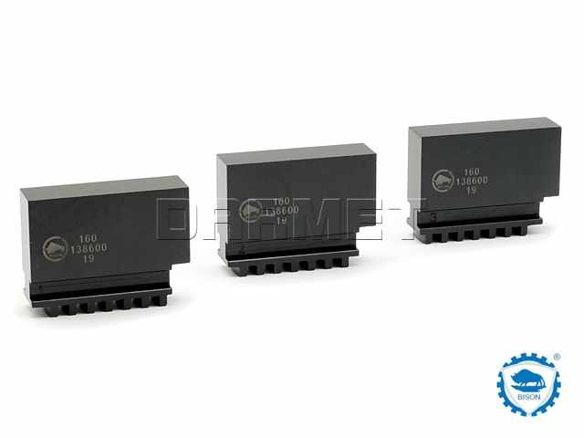 Szczęki jednolite miękkie 160 mm SJM | Komplet 3 szt. | do uchwytów 32**, 35**, 3-szczękowych - BISON-BIAL 398536030200