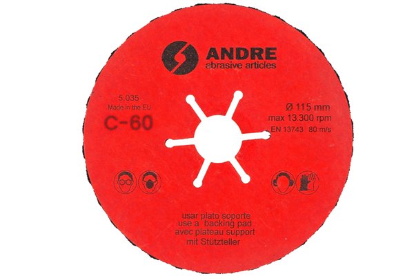 Tarcza fibrowa - 115MM x 22,2MM, ziarnistość C60 - ANDRE (820004)