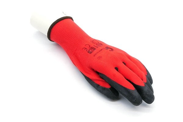 Rękawice robocze czerwone poliestrowe z lateksem, 481, rozmiar 9 - Consorte