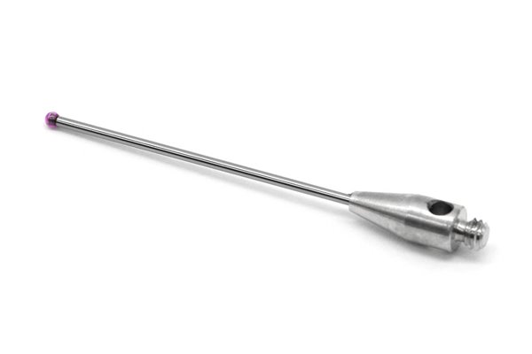 Trzpień pomiarowy prosty M2 | trzon VHM | średnica 1 mm | długość 27,5 mm | rubinowa kulka | efektywna długość robocza 20,5 mm | ZAMIENNIK RENISHAW A-5000-8663 - DARMET