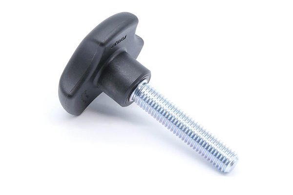 Pokrętło zaciskowe z technopolimeru VTT.60-P-M12X60, trzpień gwintowany ze stali ocynkowanej - ELESA+GANTER