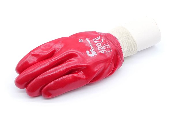 Rękawice robocze czerwone z PCV 420, rozmiar 10 - Consorte