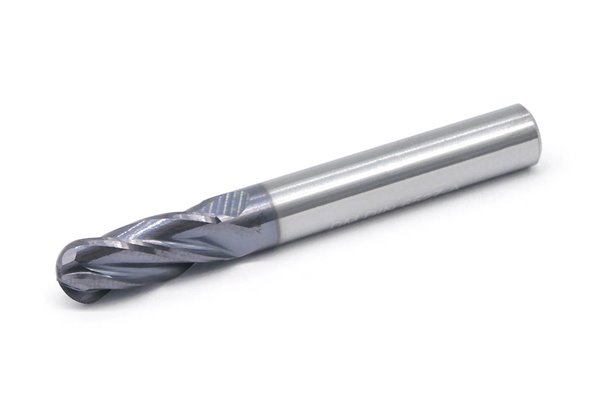 Frez trzpieniowy z chwytem walcowym do metalu 8 mm | 4-ostrzowy | z czołem kulistym R4 | DIN 6527-A VHM/TiAIN - DARMET