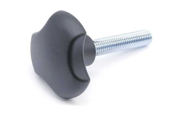 Pokrętło zaciskowe z technopolimeru VTT.60-P-M12X60, trzpień gwintowany ze stali ocynkowanej - ELESA+GANTER