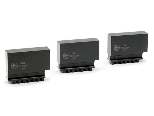 Szczęki jednolite miękkie 160 mm SJM | Komplet 3 szt. | do uchwytów 32**, 35**, 3-szczękowych - BISON-BIAL 398536030200