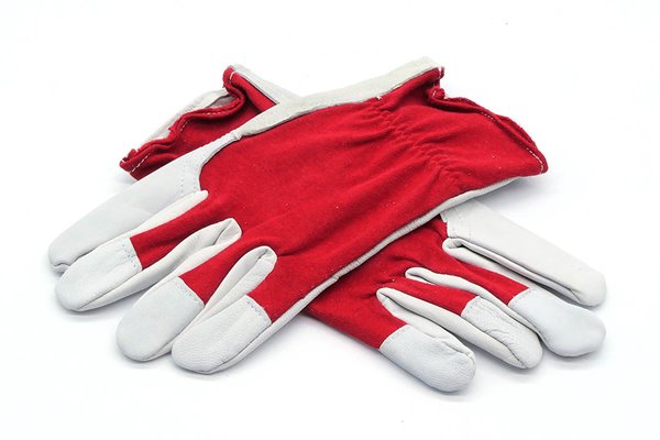 Rękawice robocze szaro-czerwone z koziej skóry i bawełny, 315C, rozmiar 10 - Consorte