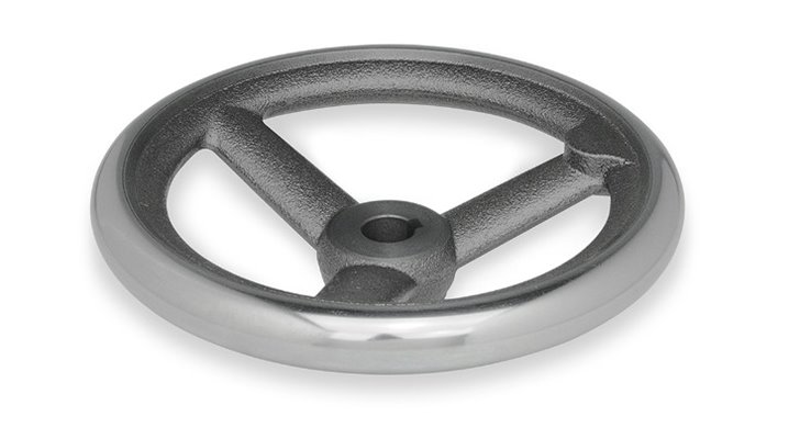 Koło ręczne wieloramienne żeliwne DIN950-GG-250-K24-A | bez rękojeści | z rowkiem wpustowym DIN 6885-1 P9 - ELESA+GANTER