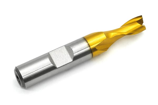 Frez trzpieniowy do metalu 7 mm | 2-ostrzowy | do rowków na wpusty | krótki walcowo-czołowy | Powłoka TiN Golden | chwyt walcowy | HSS-E - FENES 0641-552-202-040