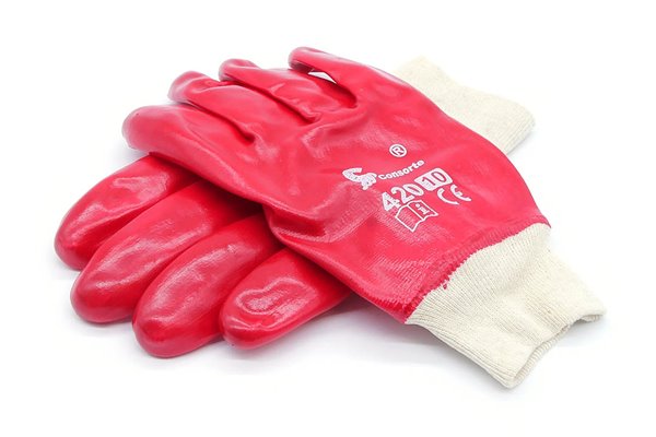 Rękawice robocze czerwone z PCV 420, rozmiar 10 - Consorte