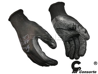 Zdjęcie Rękawice robocze czarne poliestrowe z lateksem, 481, rozmiar 10 - Consorte