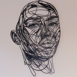 Zdjęcie Dekoracja ścienna do salonu | twarz kobiety | Line Art | 84 cm - DARMET