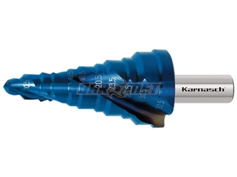 Zdjęcie Wiertło stożkowe stopniowe | 7 - 32,5 mm | powłoka Blue-Dur | 2 ostrza | HSS-XE - KARNASCH (201471)