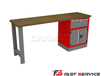 Zdjęcie Mocny metalowy stół warsztatowy 209x60cm - FAST SERVICE (T-32-01)