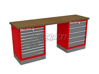 Zdjęcie Mocny metalowy stół warsztatowy z szafkami 209x60cm - FAST SERVICE (T-11-15-01)