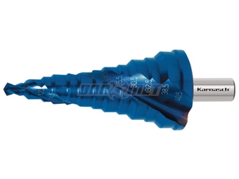 Zdjęcie Wiertło stożkowe stopniowe | 7 - 40,5 mm | powłoka Blue-Dur | 2 ostrza | HSS-XE - KARNASCH (201451)