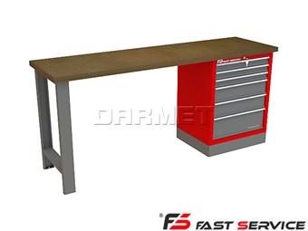 Zdjęcie Mocny metalowy stół warsztatowy 209x60cm - FAST SERVICE (T-20-01)